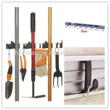 Aluminum 6-Position Wall Organizer, mop and broom Holder w/5 Hooks